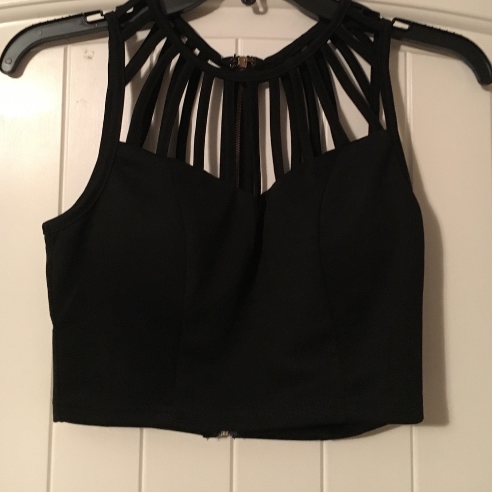 Black caged crop top